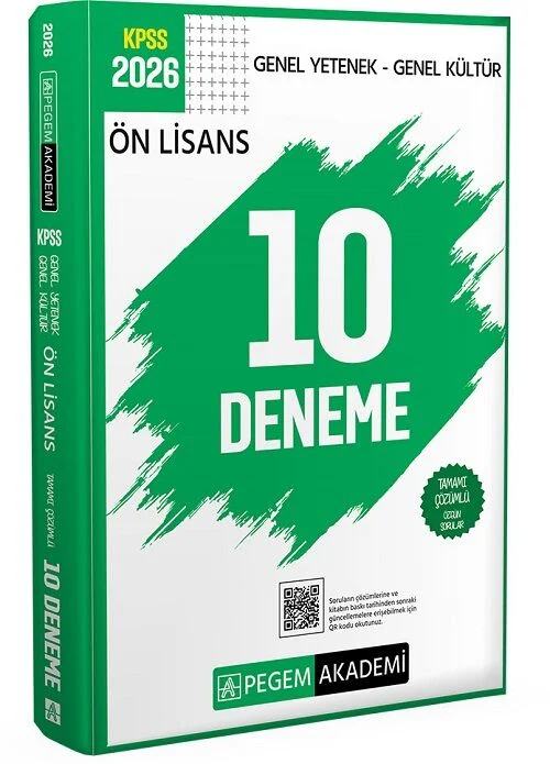 Pegem KPSS Genel Yetenek Genel Kültür Ön Lisans 10 Deneme Çözümlü Pegem Akademi Yayınları