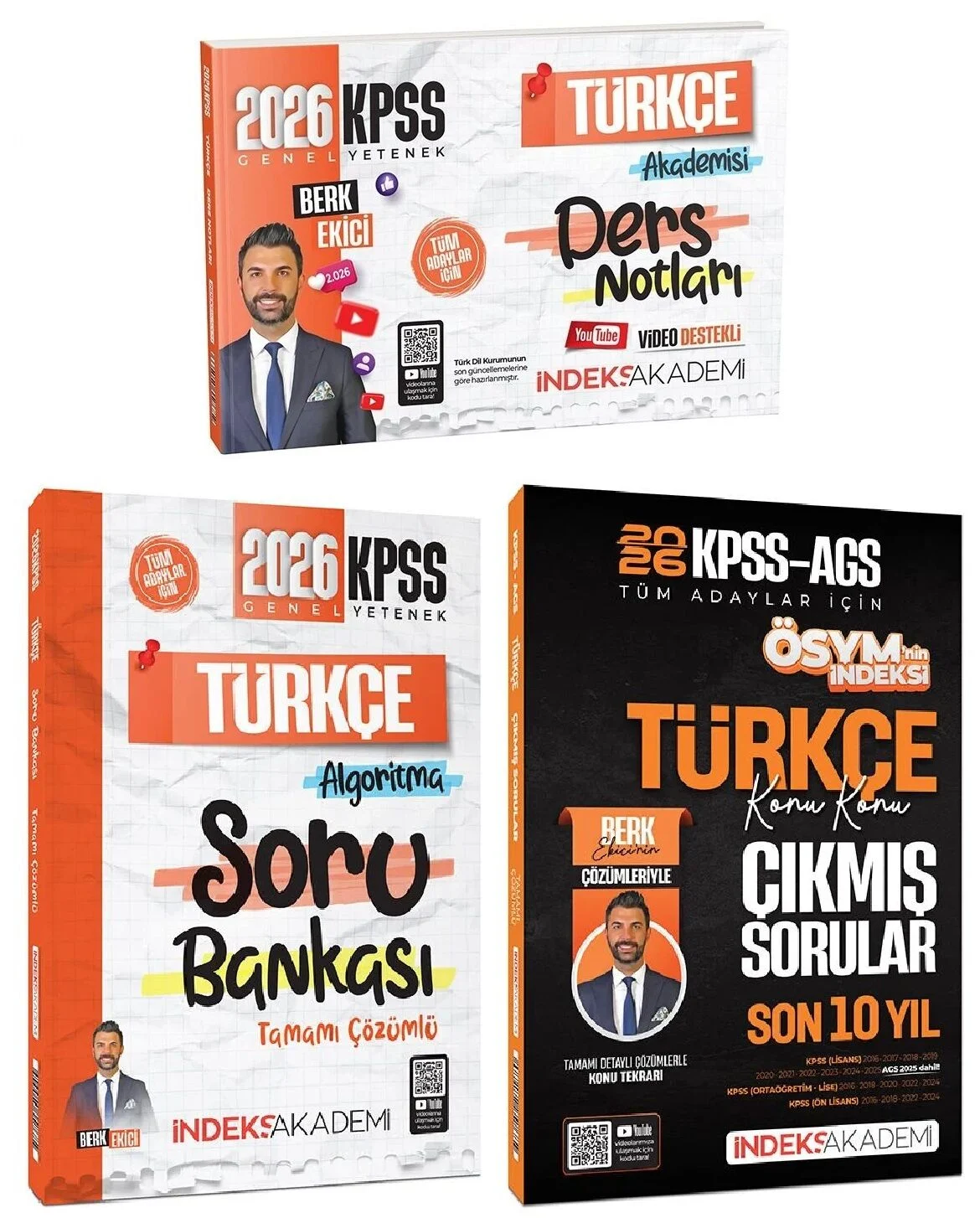 İndeks Akademi 2026 KPSS Türkçe Video Ders Notları + Soru Bankası + Çıkmış Sorular 3 lü Set - Berk Ekici İndeks Akademi Yayıncılık