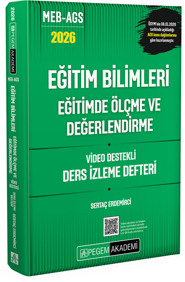 YENİ AGS - Pegem 2026 MEB-AGS Eğitim Bilimleri Ölçme ve Değerlendirme Ders İzleme Defteri Pegem Akademi Yayınları