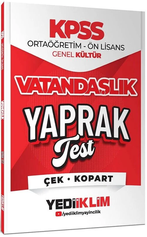 Yediiklim 2026 KPSS Lise Ortaöğretim Ön Lisans Vatandaşlık Yaprak Test Yediiklim Yayınları