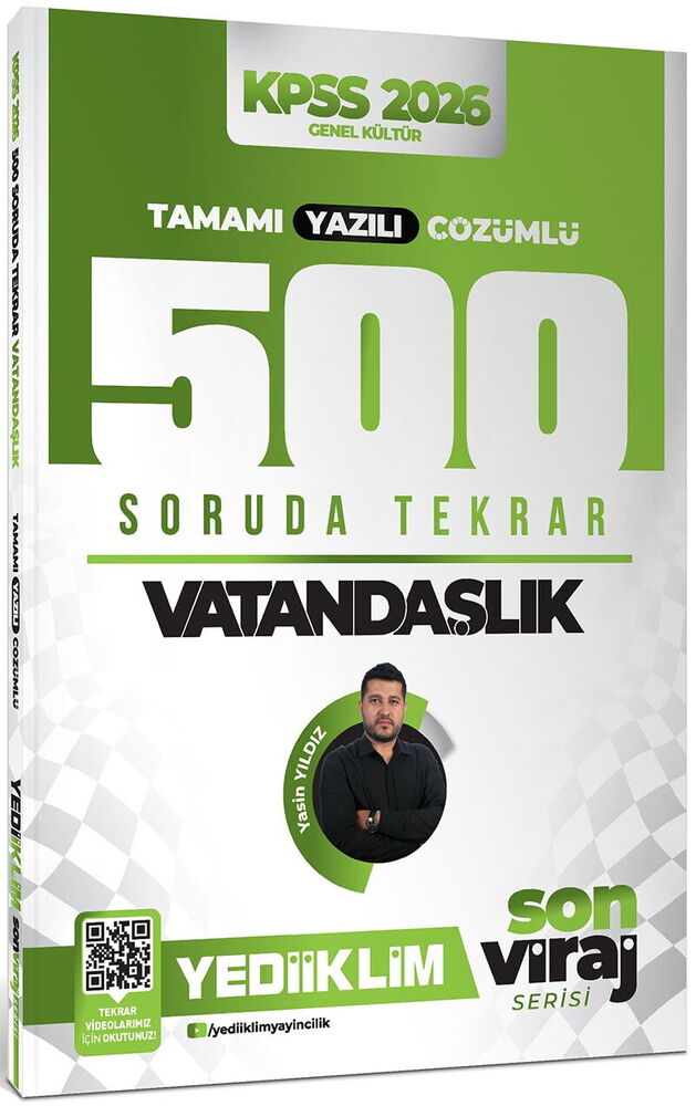 Yediiklim 2026 Kpss Son Viraj Serisi Vatandaşlık Tamamı Yazılı Çözümlü 500 Soruda Genel Tekrar Kampı