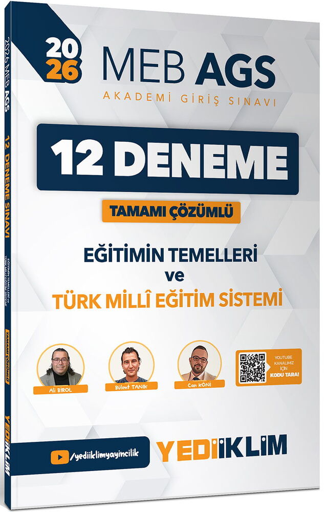 Yediiklim 2026 MEB-AGS Eğitimin Temelleri ve Türk Milli Eğitim Sistemi 12 Deneme Çözümlü - Ali Birol, Bülent Tanık, Can Köni Yediiklim Yayınları