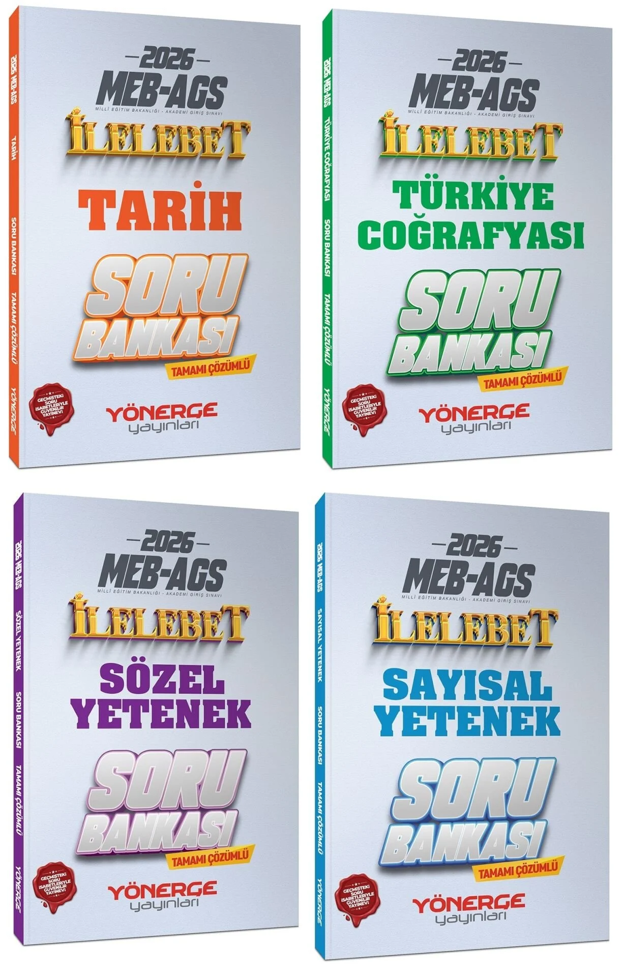 Yönerge 2026 MEB-AGS Tarih + Coğrafya + Sözel + Sayısal Yetenek İlelebet Soru Bankası 4 lü Set Yönerge Yayınları