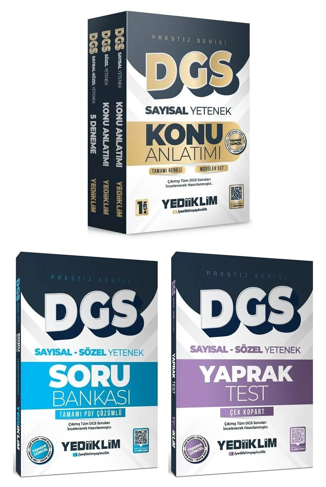 Yediiklim Yayınları 2026 DGS Prestij Modüler Konu + Soru Bankası + Yaprak Test 3 lü Set