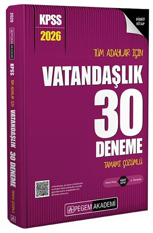 Pegem 2026 KPSS Vatandaşlık 30 Deneme Çözümlü Pegem Akademi Yayınları