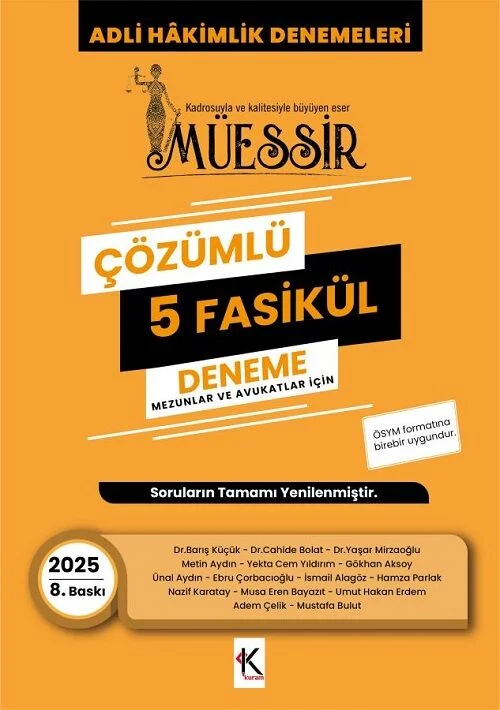 Temsil 2025 MÜESSİR Adli Hakimlik Fasikül 5 Deneme Çözümlü 8. Baskı Temsil Yayınları