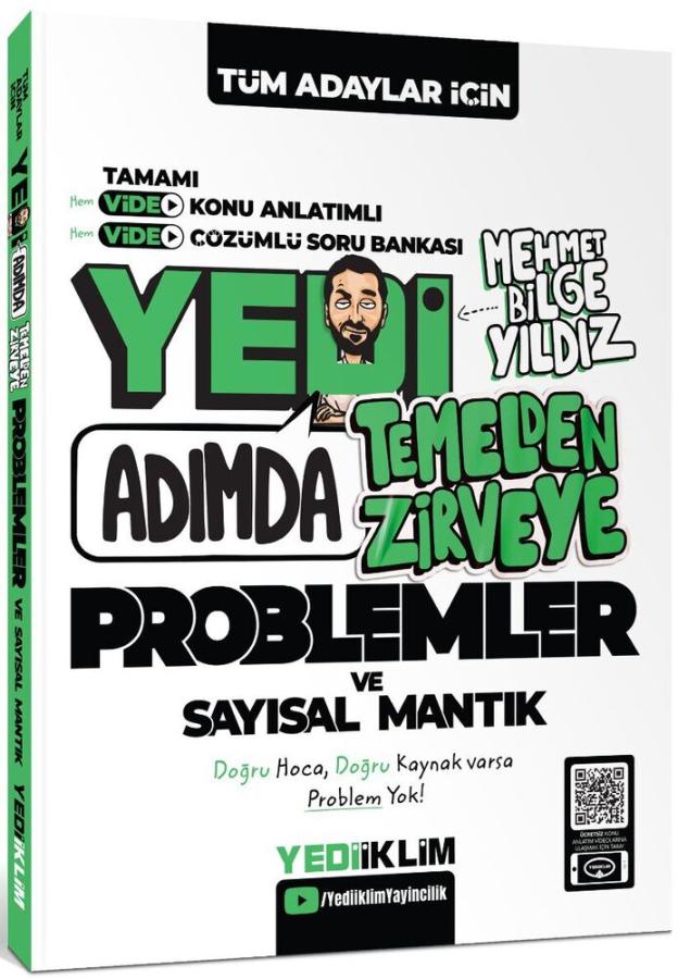 Yediiklim Yayınları Yedi Adımda Temelden Zirveye Problemler ve Sayısal Mantık Video Konu Anlatımlı Video Çözümlü Soru Bankası Mehmet Bilge Yıldız