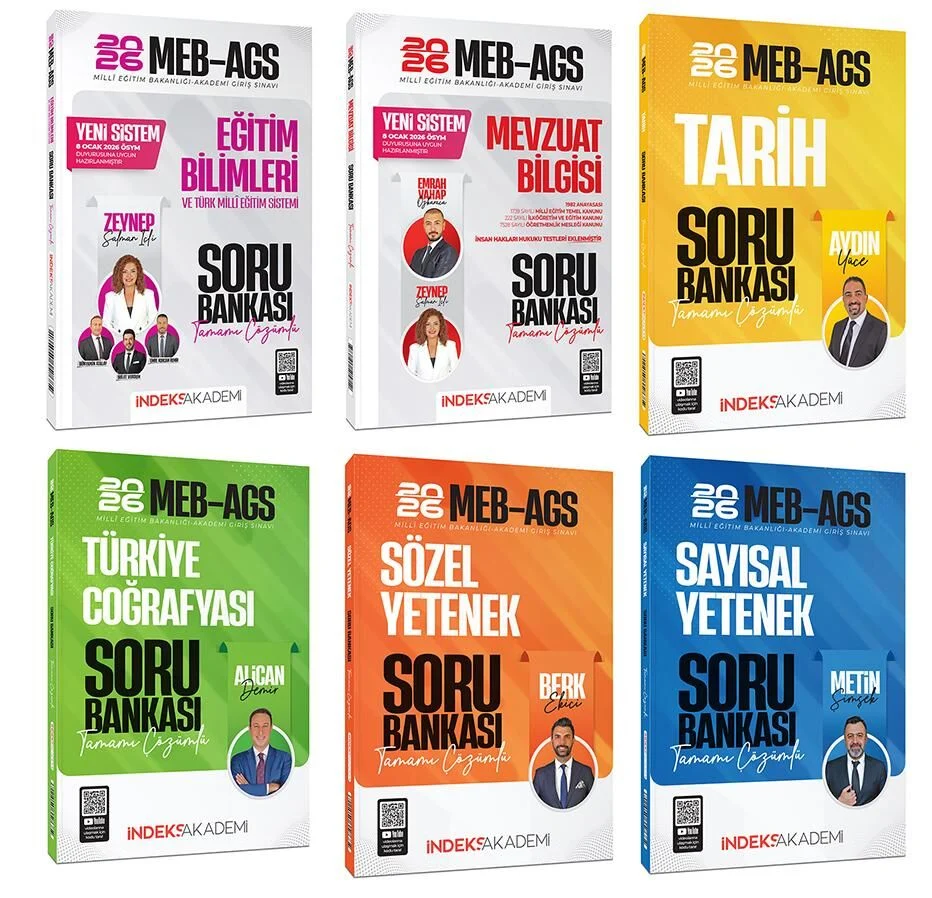 İndeks Akademi 2026 MEB-AGS Tüm Dersler Soru Bankası 6 lı Set İndeks Akademi Yayıncılık