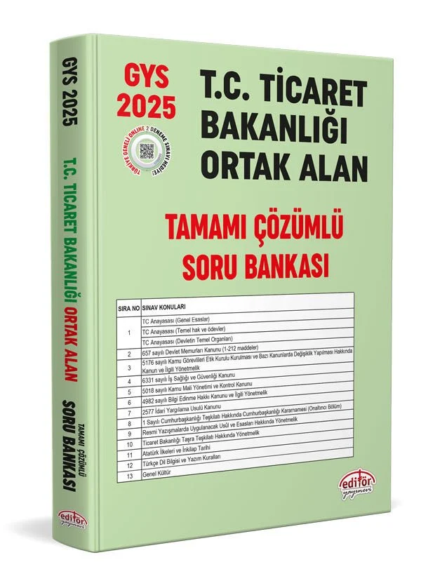 Editör 2025 GYS Ticaret Bakanlığı Tüm Kadrolar için Ortak Alan Soru Bankası Çözümlü Görevde Yükselme Editör Yayınları