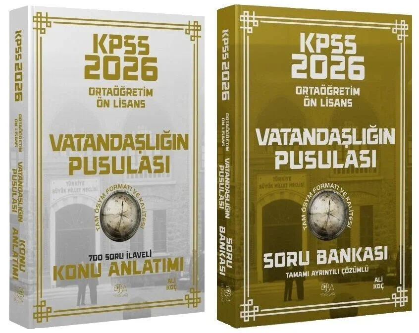CBA Yayınları 2026 KPSS Lise Ortaöğretim Ön Lisans Vatandaşlık Vatandaşlığın Pusulası Konu + Soru Bankası 2 li Set - Ali Koç CBA Yayınları