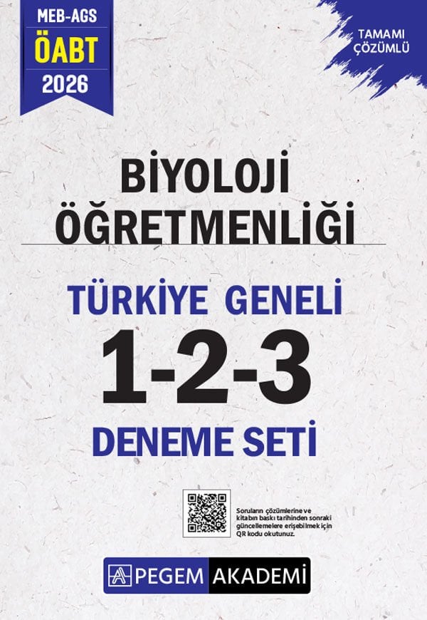 Pegem 2026 ÖABT MEB-AGS Biyoloji Öğretmenliği Türkiye Geneli 3 Deneme Çözümlü (1-2-3) Pegem Akademi Yayınları