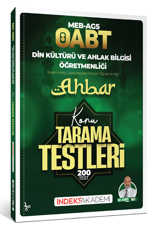 İndeks Akademi 2026 ÖABT MEB-AGS Din Kültürü ve Ahlak Bilgisi Ahbar Konu Tarama Testleri - Hanifi İnce İndeks Akademi Yayıncılık