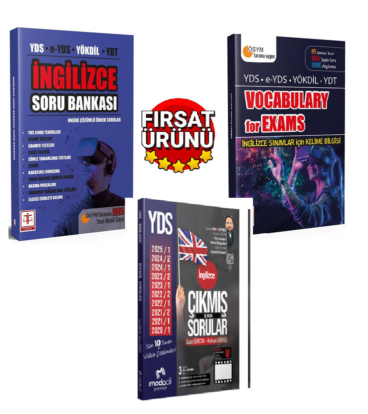 Modadil Yayınları Yds İngilizce Son 10 Sınav Çıkmış Sorular+Tercih Yayınları YDS İngilizce Soru Bankası+Tercih Yayınları Vocabulary For Exams İngilizce Soru Bankası Seti(3Kitap)