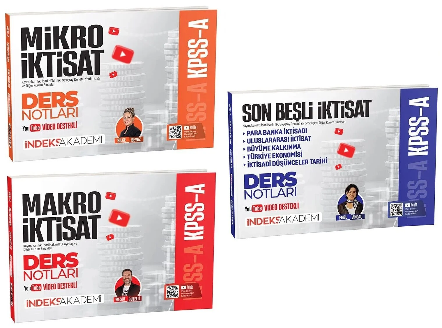 İndeks Akademi 2026 KPSS A Grubu Mikro + Makro + İktisat Son Beşli Video Ders Notları 3 lü Set İndeks Akademi Yayıncılık
