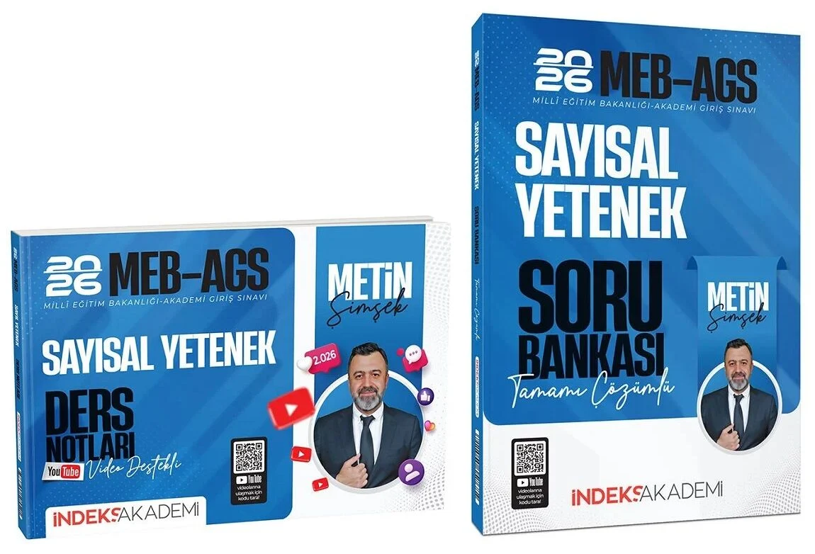 İndeks Akademi 2026 MEB-AGS Sayısal Yetenek Video Ders Notları + Soru Bankası 2 li Set - Metin Şimşek İndeks Akademi Yayıncılık
