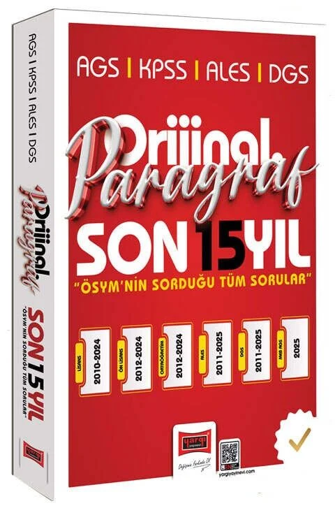 Yargı KPSS MEB-AGS ALES DGS Paragraf Orijinal Çıkmış Sorular Son 15 Yıl Çözümlü Yargı Yayınları