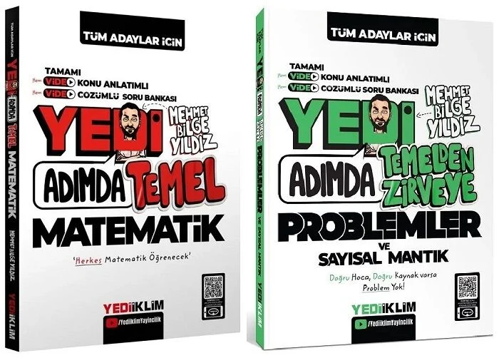 Yediiklim Yayınları KPSS DGS ALES Yedi Adımda Temel Matematik Temelden Zirveye Problemler ve Sayısal Mantık Konu Anlatımlı Soru Bankası 2'li Set Mehmet Bilge Yıldız