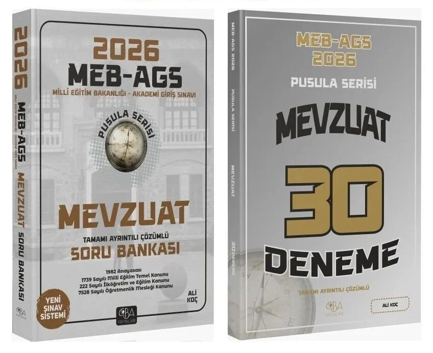 CBA Yayınları 2026 MEB-AGS Mevzuat Soru Bankası + 30 Deneme 2 li Set Pusula Serisi - Ali Koç CBA Yayınları