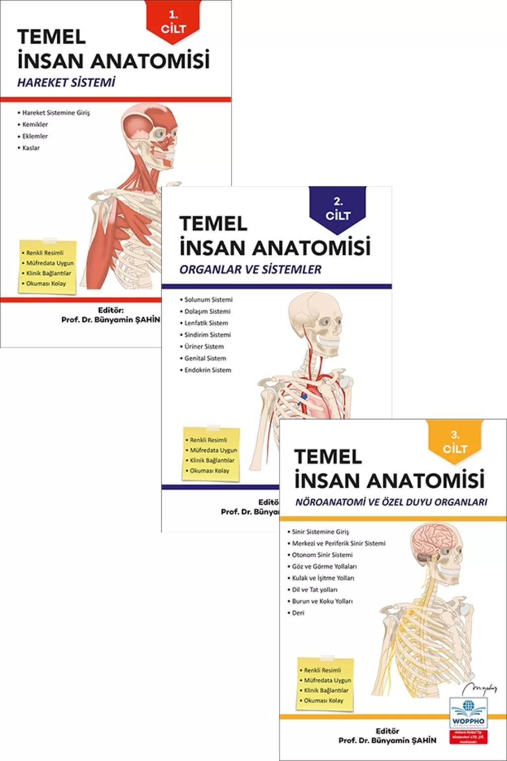 Temel Anatomi Seti 3LÜ (Bünyamin Şahin) Ankara Nobel Tıp Kitabevleri