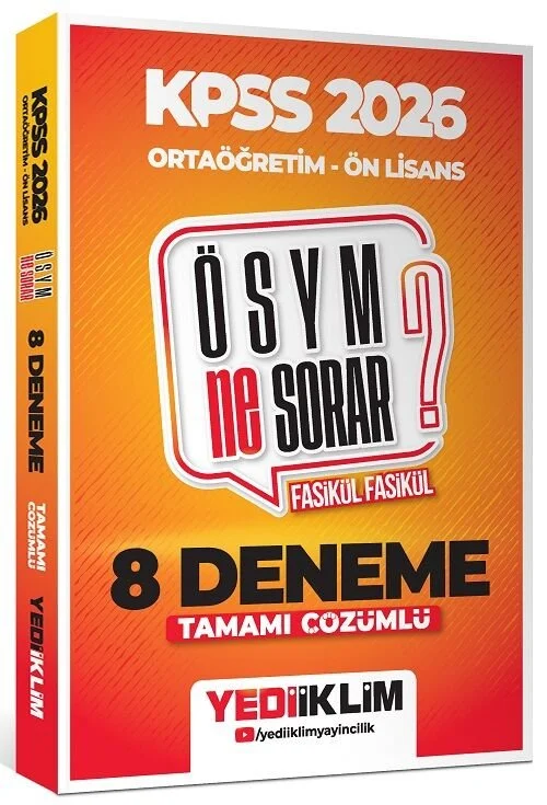 Yediiklim Yayınları 2026 KPSS Lise Ortaöğretim Ön Lisans ÖSYM Ne Sorar 8 Deneme Fasikül Çözümlü