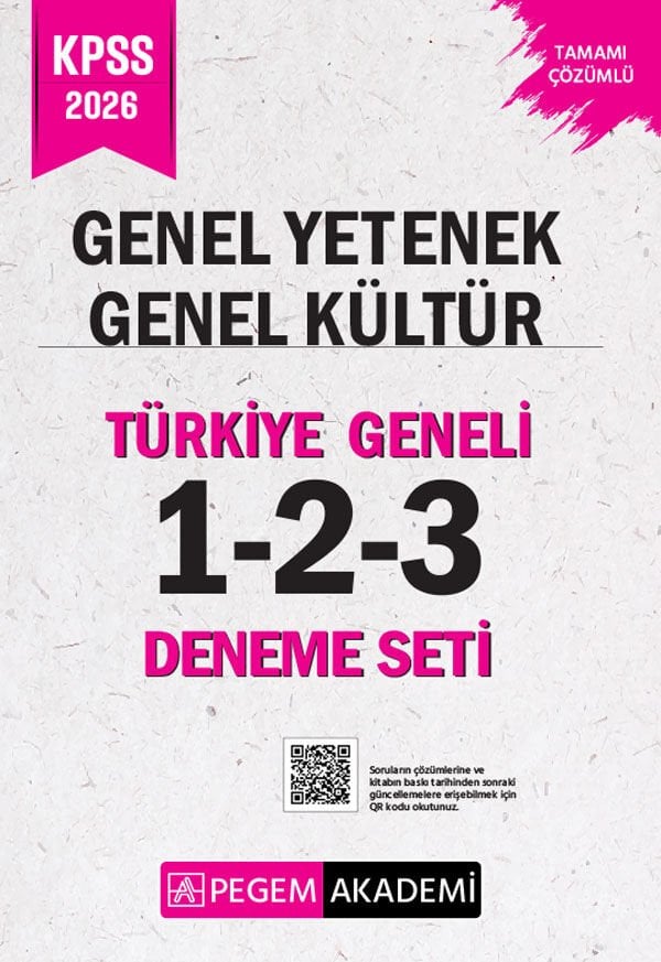 Pegem 2026 KPSS Genel Yetenek Genel Kültür Türkiye Geneli 3 Deneme Çözümlü (1-2-3) Pegem Akademi Yayınları