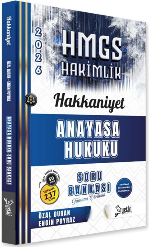 Yetki Yayınları 2026 HMGS Hakkaniyet Anayasa Hukuku Soru Bankası