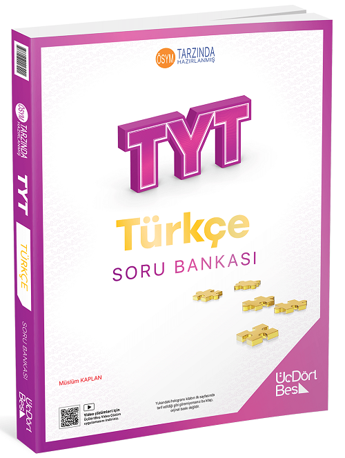 Üç Dört Beş 2026 YKS TYT Türkçe Soru Bankası Çözümlü - Müslüm Kaplan Üç Dört Beş Yayınları