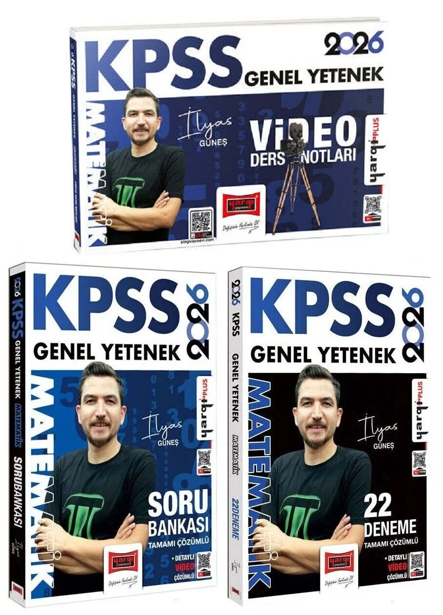Yargı 2026 KPSS Matematik Video Ders Notları + Soru Bankası + 22 Deneme 3 lü Set- İlyas Güneş Yargı Yayınları