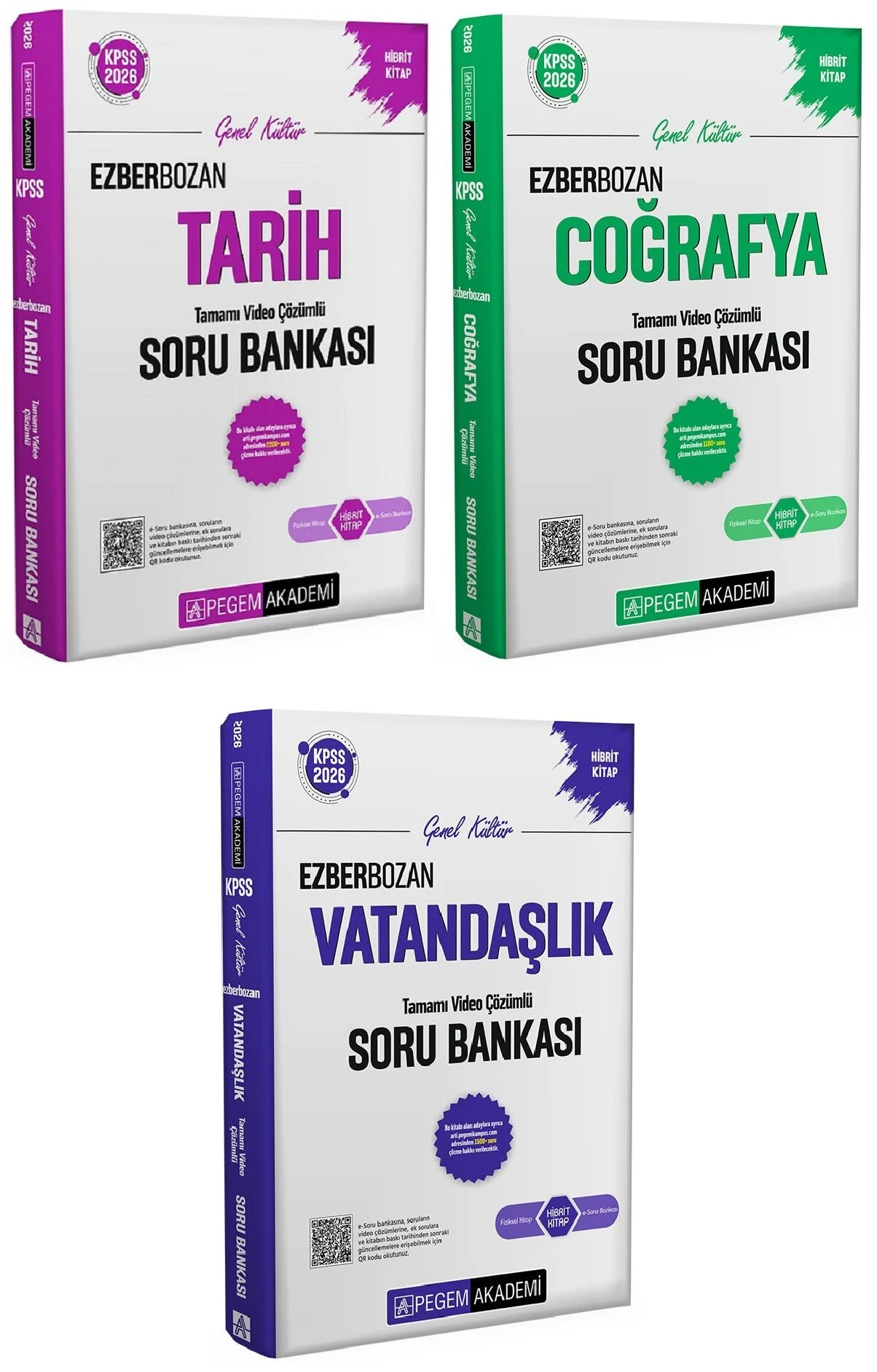 Pegem Yayınları 2026 KPSS Tarih + Coğrafya + Vatandaşlık Ezberbozan Soru Bankası 3 lü Set