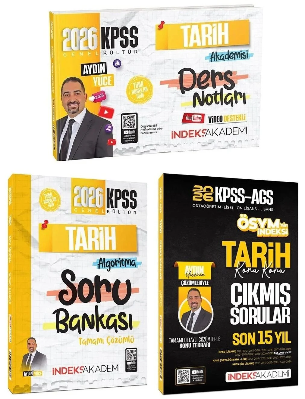 İndeks Akademi 2026 KPSS Tarih Video Ders Notları + Soru Bankası + Çıkmış Sorular 3 lü Set - Aydın Yüce İndeks Akademi Yayıncılık