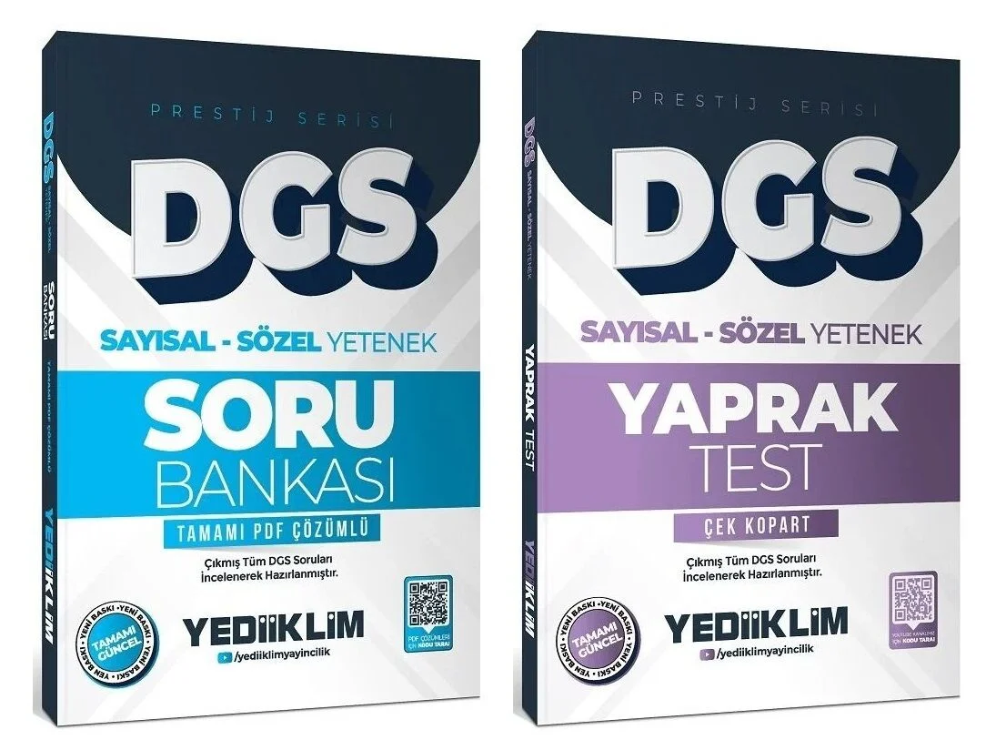 Yediiklim Yayınları 2026 DGS Prestij Soru Bankası + Yaprak Test 2 li Set