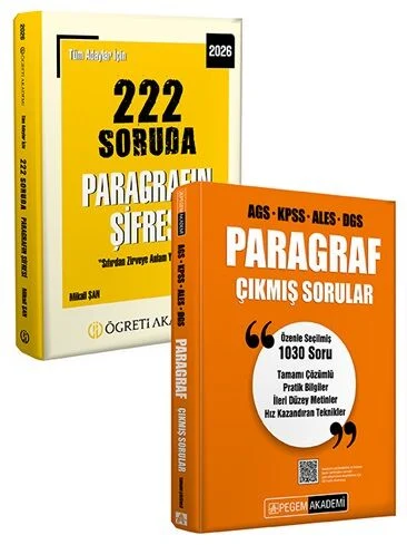 Pegem + Öğreti 2026 KPSS MEB-AGS ALES DGS Paragraf Çıkmış Sorular + Soru Bankası 2 li Set Pegem + Öğreti Akademi Yayınları