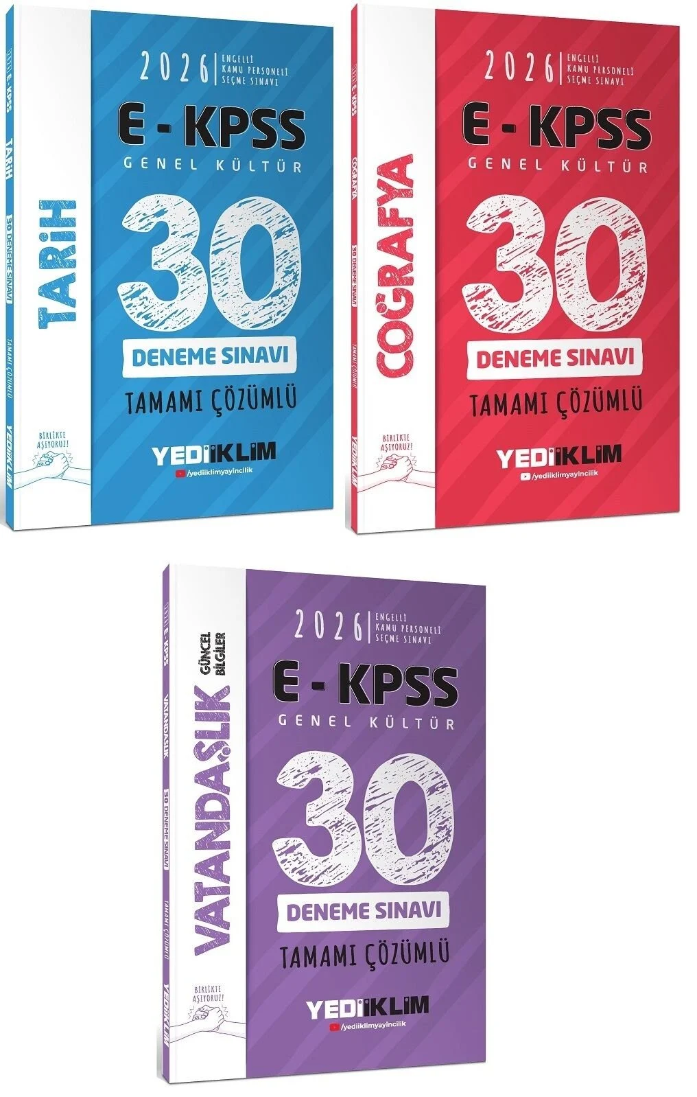 Yediiklim Yayınları 2026 EKPSS Tarih + Coğrafya + Vatandaşlık 90 Deneme 3 lü Set
