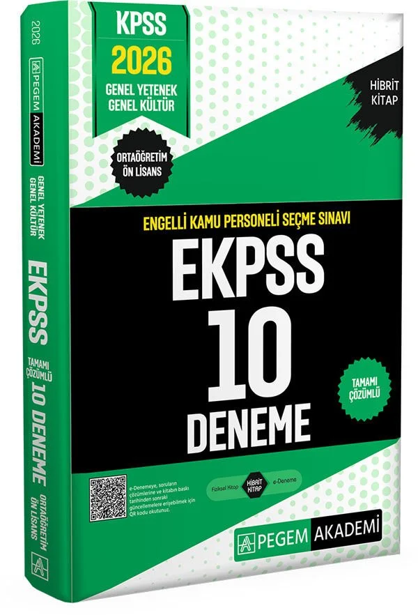 Pegem 2026 EKPSS Lise Ortaöğretim Ön Lisans 10 Deneme Çözümlü Pegem Akademi Yayınları