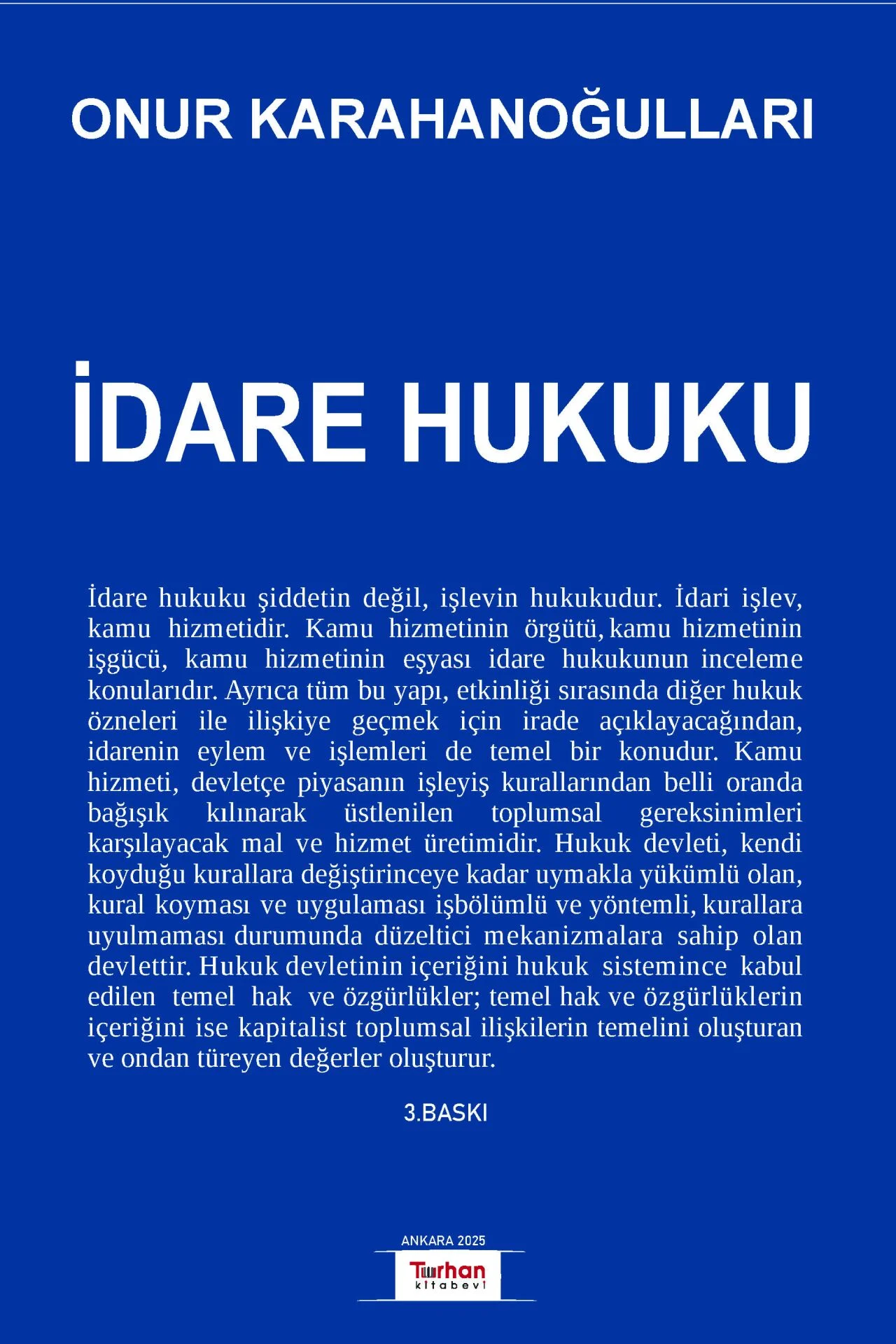 Turhan Kitabevi İdare Hukuku (Onur Karahanoğulları)