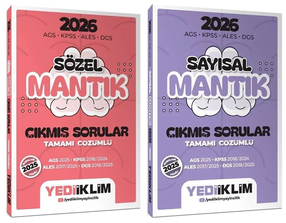 Yediiklim 2026 KPSS MEB-AGS ALES DGS Sözel + Sayısal Mantık Çıkmış Sorular 2 li Set Yediiklim Yayınları