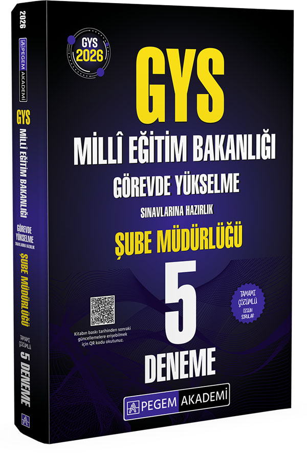 Pegem Akademi 2026 GYS MEB Görevde Yükselme Sınavlarına Hazırlık Şube Müdürlüğü Tamamı Çözümlü 5 Deneme