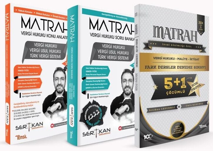 Temsil 2025 MATRAH Vergi Hukuku Konu + Soru Bankası + 6 Deneme 3 Kitap Set - Sertkan Erdurmaz Temsil Yayınları