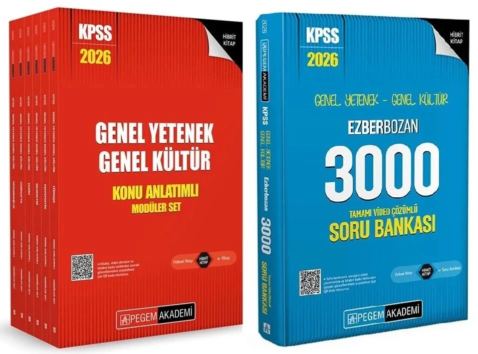 Pegem 2026 KPSS Genel Yetenek Genel Kültür Modüler Konu + Ezberbozan Soru Bankası 2 li Set Pegem Akademi Yayınları