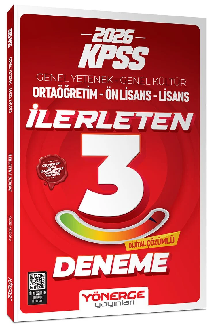 Yönerge 2026 KPSS Genel Yetenek Genel Kültür İlerleten 3 Deneme Çözümlü - Yönerge Yayınları