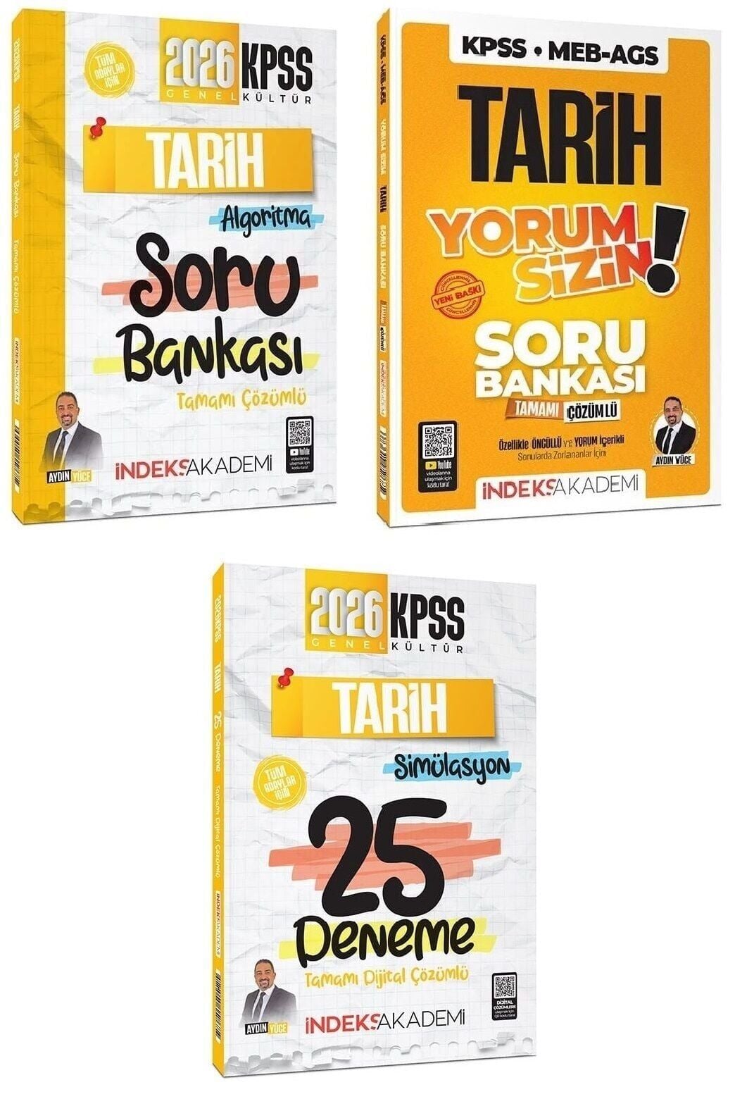 İndeks Akademi 2026 KPSS Tarih Algoritma + Yorum Sizin Soru Bankası + 25 Deneme 3 lü Set - Aydın Yüce İndeks Akademi Yayıncılık