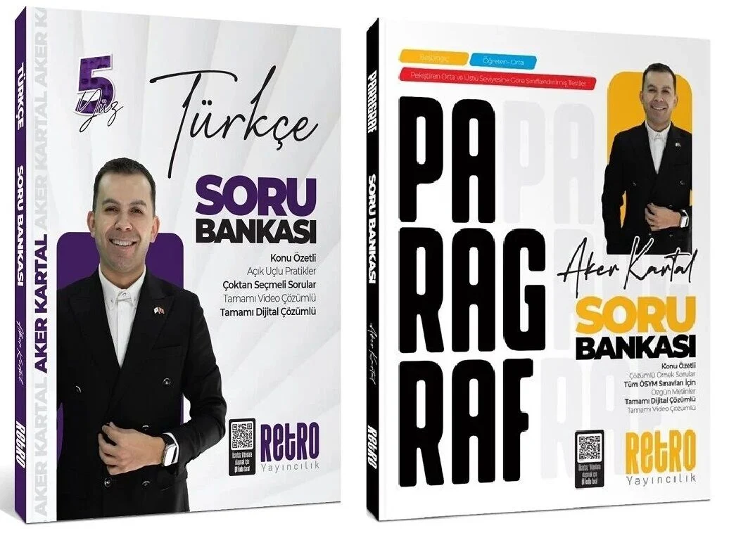 Retro 2026 KPSS Türkçe 5Yüz Soru + Paragraf Soru Bankası 2 li Set - Aker Kartal Retro Yayıncılık