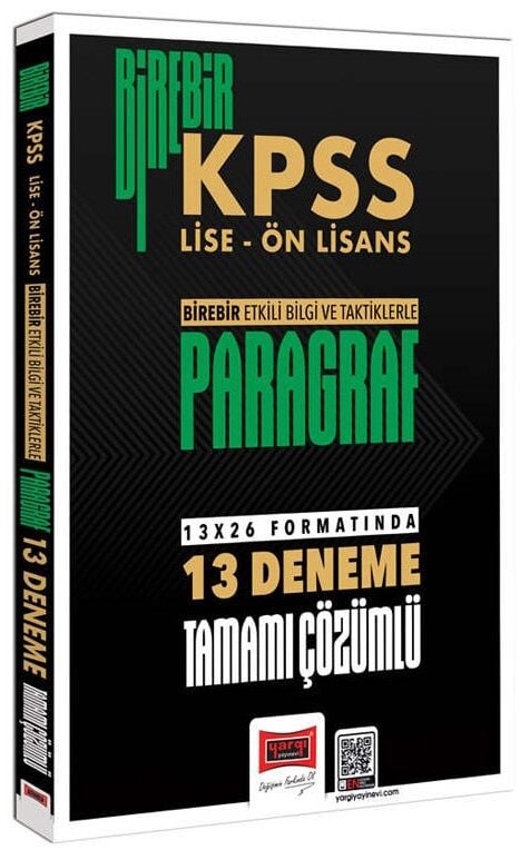 Yargı 2026 KPSS Lise Ön Lisans Paragraf Birebir 13 Deneme Çözümlü Yargı Yayınları