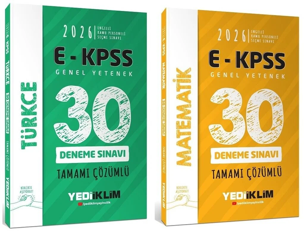 Yediiklim Yayınları 2026 EKPSS Türkçe + Matematik 60 Deneme 2 li Set