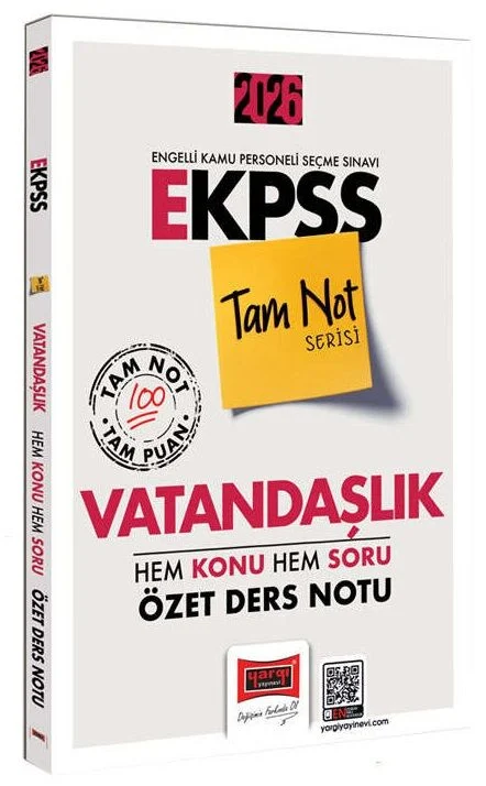 Yargı Yayınları 2026 EKPSS Vatandaşlık Hem Konu Hem Soru Özet Ders Notu
