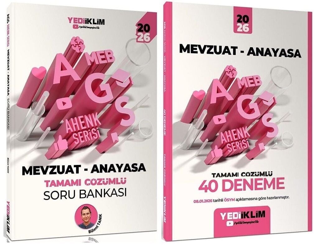 YENİ AGS - Yediiklim 2026 MEB-AGS Mevzuat - Anayasa Soru Bankası + 40 Deneme Ahenk Serisi 2 li Set - Bülent Tanık Yediiklim Yayınları