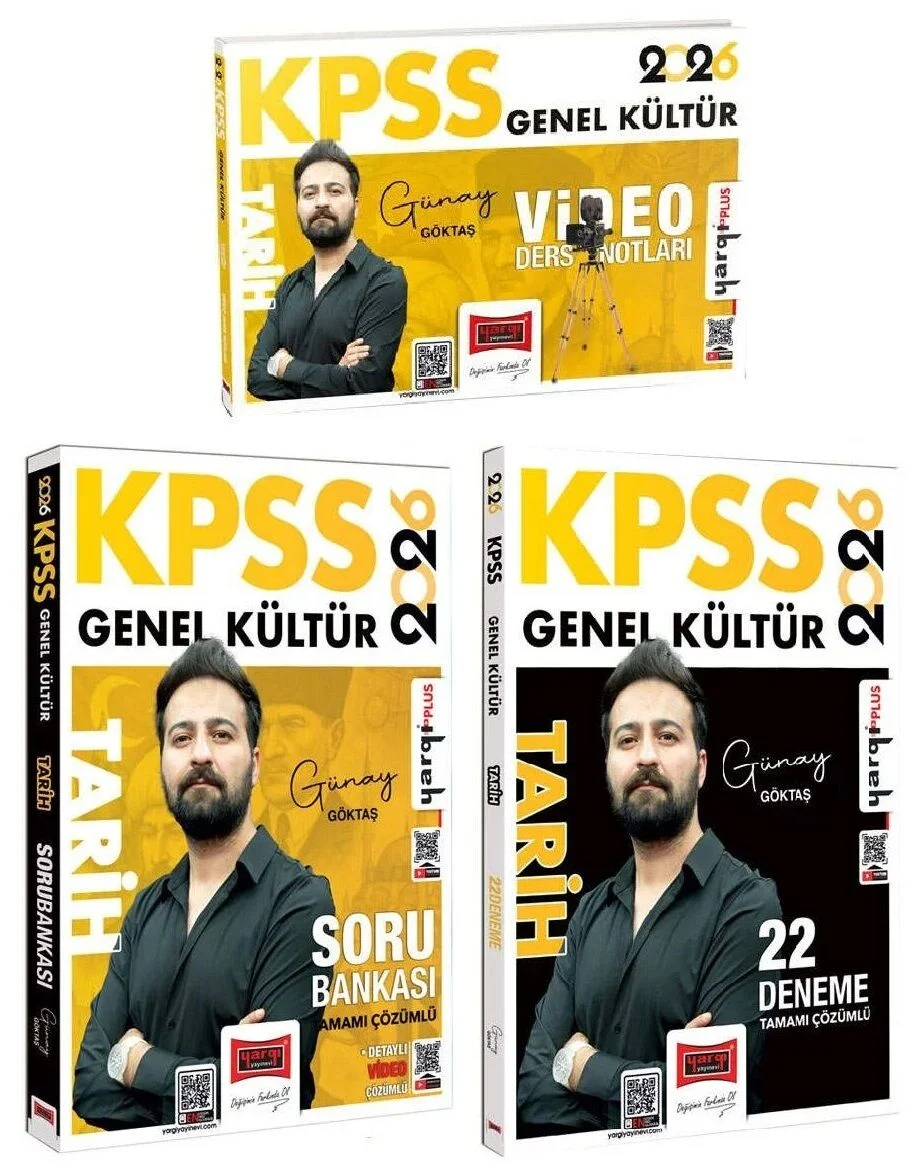 Yargı 2026 KPSS Tarih Video Ders Notları + Soru Bankası + 22 Deneme 3 lü Set - Günay Göktaş Yargı Yayınları