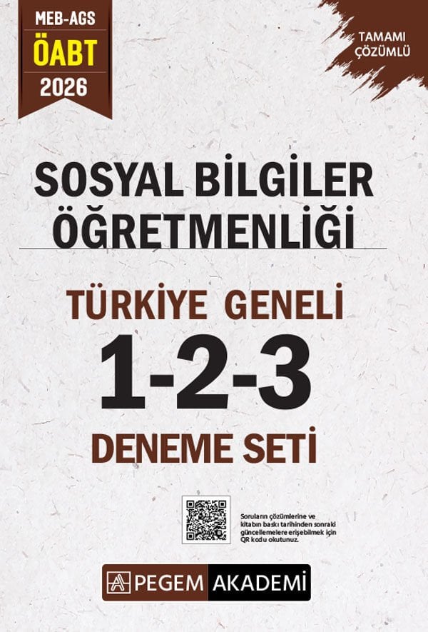 Pegem 2026 ÖABT MEB-AGS Sosyal Bilgiler Öğretmenliği Türkiye Geneli 3 Deneme Çözümlü (1-2-3) Pegem Akademi Yayınları