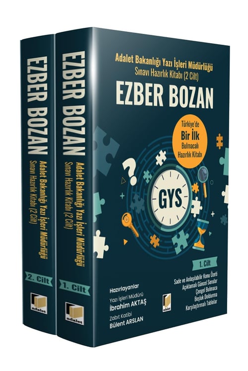 Adalet Yayınevi Adalet Bakanlığı Yazı İşleri Müdürlüğü Sınavı Hazırlık Kitabı - EZBER BOZAN (2 Cilt)
