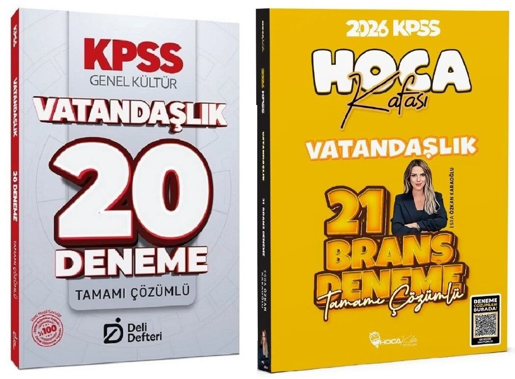 Hoca Kafası + Deli Defteri 2026 KPSS Vatandaşlık 21+20 Deneme 2 li Set - Esra Özkan Karaoğlu Hoca Kafası + Deli Defteri Yayınları